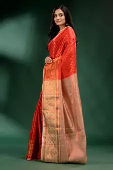 Red Pure Silk handwoven soft saree