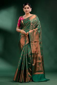 Green Pure Silk handwoven soft saree