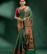 Green Pure Silk handwoven soft saree