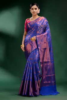 Blue Pure Silk handwoven soft saree