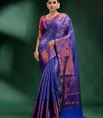 Blue Pure Silk handwoven soft saree