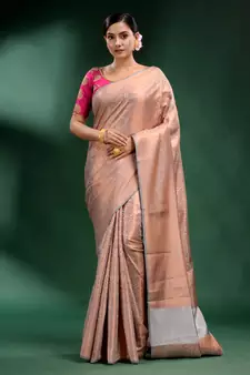 Cream Pure Silk handwoven soft saree