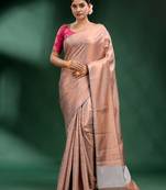 Cream Pure Silk handwoven soft saree