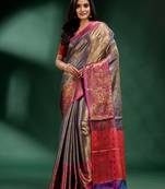 Grey Pure Silk handwoven soft saree