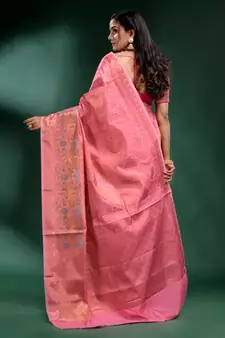 Pink Pure Silk handwoven soft saree