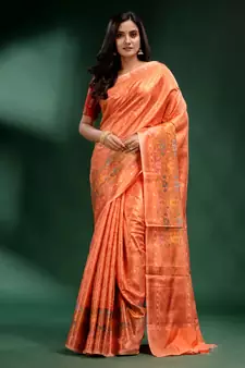 Peach Pure Silk handwoven soft saree