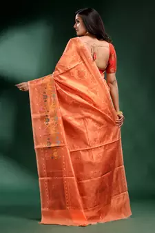 Peach Pure Silk handwoven soft saree