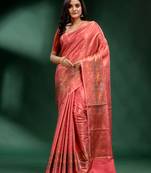 Pink Pure Silk handwoven soft saree