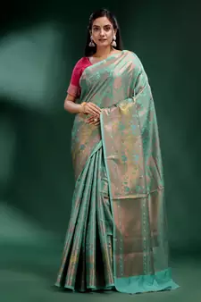 Sky Blue Pure Silk handwoven soft saree