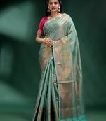 Sky Blue Pure Silk handwoven soft saree