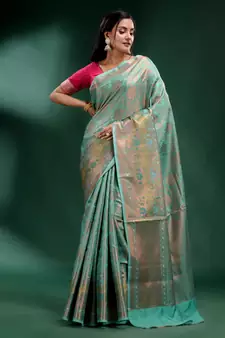 Sky Blue Pure Silk handwoven soft saree