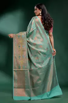 Sky Blue Pure Silk handwoven soft saree