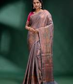 Grey Pure Silk handwoven soft saree