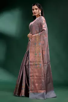 Grey Pure Silk handwoven soft saree