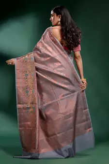 Grey Pure Silk handwoven soft saree