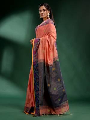 Peach Tissue handwoven soft saree 3