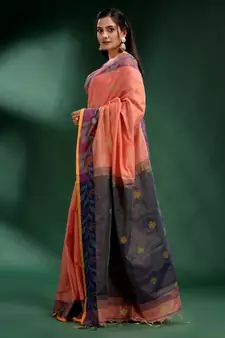 Peach Tissue handwoven soft saree
