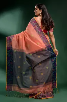 Peach Tissue handwoven soft saree