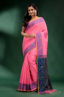 Pink Tissue handwoven soft saree