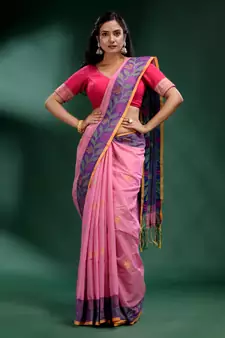 Pink Tissue handwoven soft saree