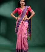 Pink Tissue handwoven soft saree