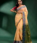 Light Yellow Tissue handwoven soft saree