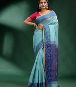 Sky Blue Tissue handwoven soft saree