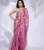 Pink Tissue handwoven soft saree