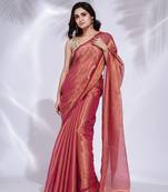 Red Tissue handwoven soft saree