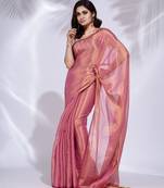 Pink Tissue handwoven soft saree