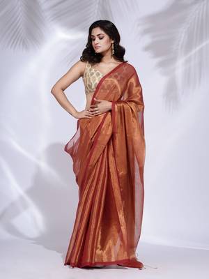 Red Tissue handwoven soft saree 2