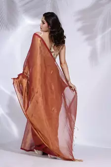 Red Tissue handwoven soft saree