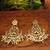 Green Copper Base Gold Plated Kundan Light Weight Earrings Maangtika Set Combo