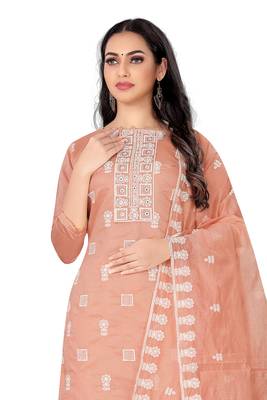 Peach embroidered chanderi salwar 2