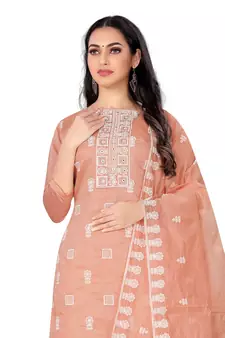 Peach embroidered chanderi salwar