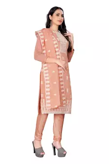 Peach embroidered chanderi salwar
