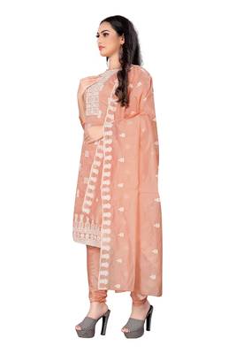 Peach embroidered chanderi salwar 4