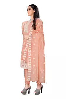 Peach embroidered chanderi salwar