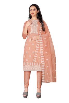 Peach embroidered chanderi salwar 1