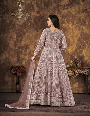 Mauve embroidered net salwar kameez 3