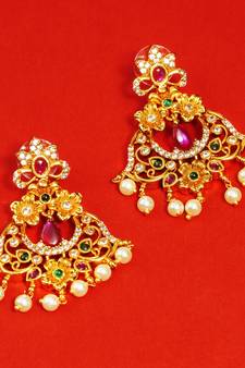 Gold emerald   chandbali