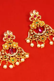 Gold emerald   chandbali