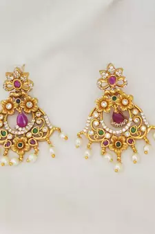 Gold emerald   chandbali