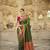 Dark green woven silk saree with blouse