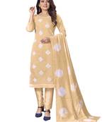 Beige embroidered cotton salwar