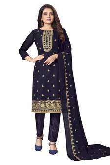 Blue embroidered georgette salwar