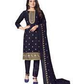 Blue embroidered georgette salwar