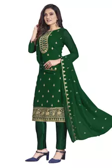 Green embroidered georgette salwar
