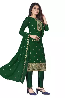 Green embroidered georgette salwar