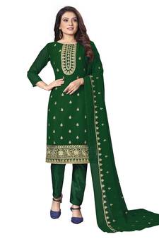 Green embroidered georgette salwar